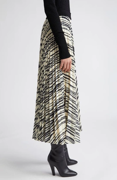 Shop Proenza Schouler Variegated Stripe Sheer Pleated Midi Skirt In Ecru Multi