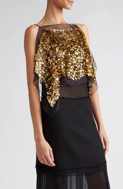 Shop Proenza Schouler Metallic Paillette Bodice Sleeveless Silk Midi Dress In Black Multi