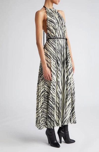 Shop Proenza Schouler Variegated Stripe Halter Neck Dress In Ecru Multi