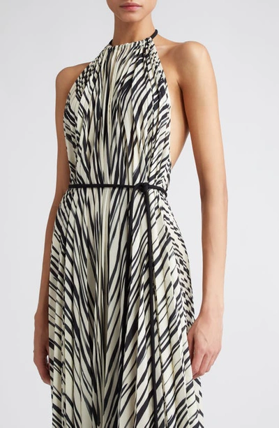 Shop Proenza Schouler Variegated Stripe Halter Neck Dress In Ecru Multi