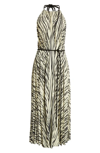 Shop Proenza Schouler Variegated Stripe Halter Neck Dress In Ecru Multi