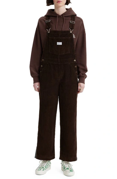 Levi's Chocolate Loose Corduroy Overalls In Mole