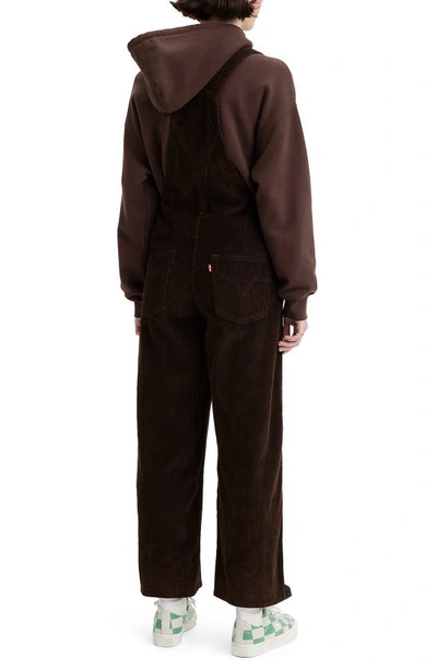 Levi's Chocolate Loose Corduroy Overalls In Mole