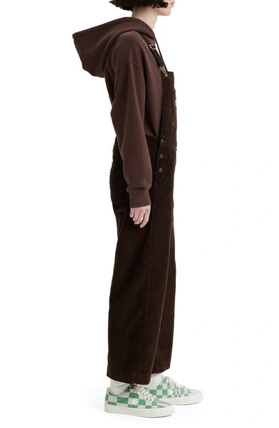 Levi's Chocolate Loose Corduroy Overalls In Mole