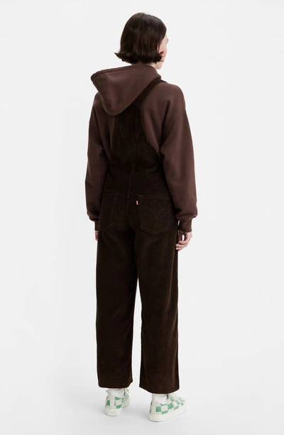 Levi's Chocolate Loose Corduroy Overalls In Mole