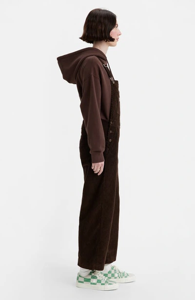 Levi's Chocolate Loose Corduroy Overalls In Mole