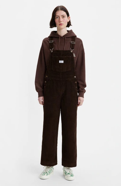 Levi's Chocolate Loose Corduroy Overalls In Mole