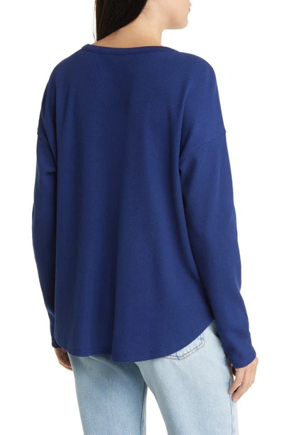 Shop Treasure & Bond Oversize Organic Cotton Blend Thermal Knit Top In Blue Beacon