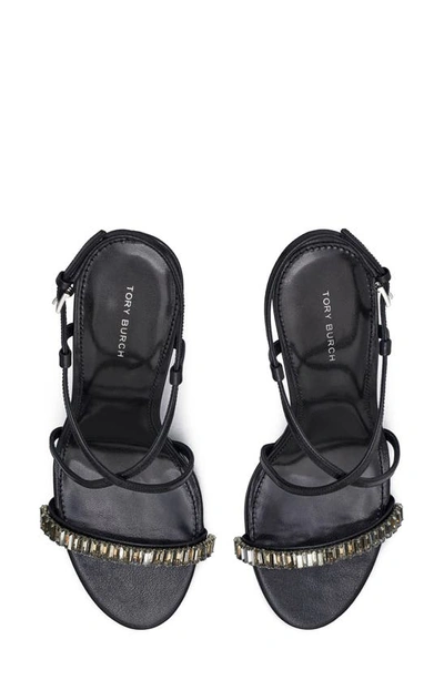 Shop Tory Burch Crystal Strappy Sandal In Perfect Black / Perfect Black