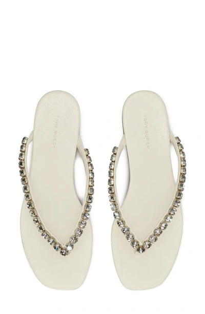 Shop Tory Burch Crystal Sandal In New Ivory / Crystal Velvet