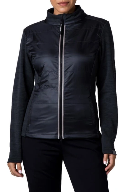 Shop Capranea Nine Mixed Media Midlayer Jacket In Black