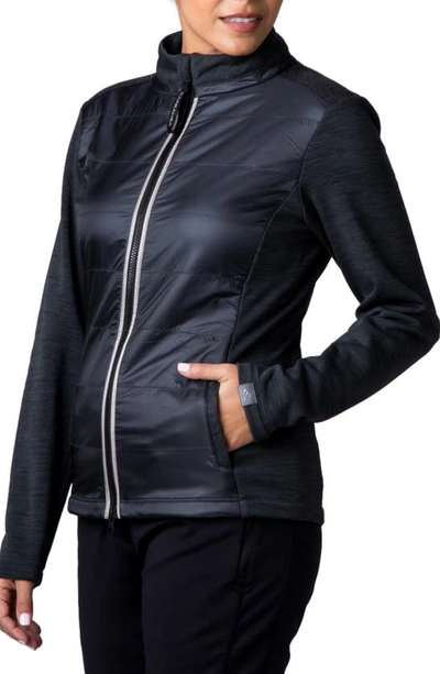 Shop Capranea Nine Mixed Media Midlayer Jacket In Black