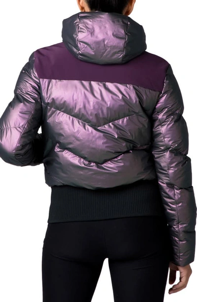 Shop Capranea Starlex Hooded Ski Bomber Jacket In Blackberry Metallic