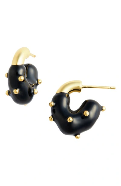 Shop Eliou Theo Dipped Chunky Hoop Earrings In Black Gold