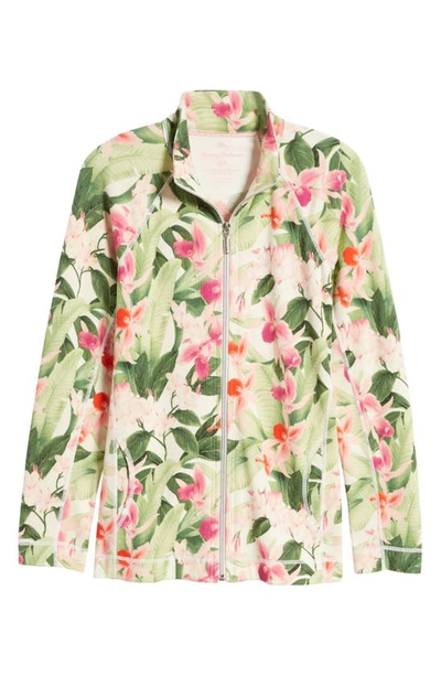 Shop Tommy Bahama Aruba Legacy Blooms Front Zip Sweatshirt In Coconut