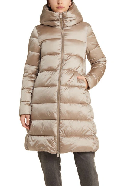 Shop Save The Duck Lysa Water Repellent Insulated Puffer Coat In Pearl Grey