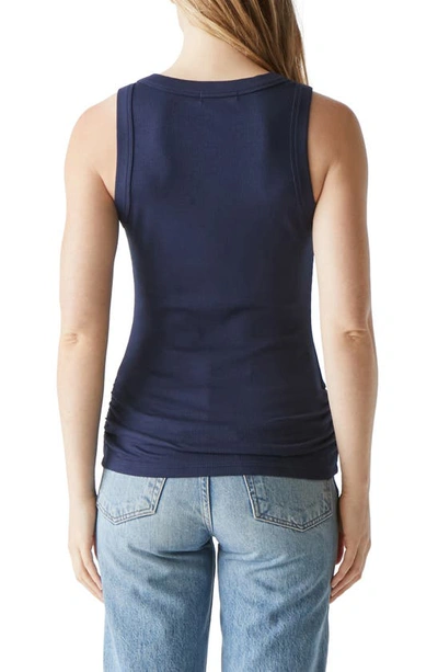 Shop Michael Stars Halley Side Ruched Tank In Nocturnal