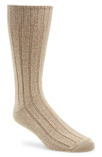 Shop American Trench Ribbed Wool & Silk Blend Boot Socks In Oatmeal