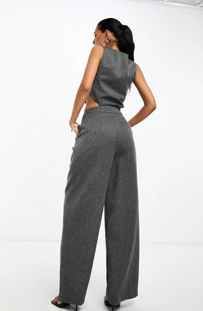 Shop Asos Design Crop Vest & Wide Leg Pants In Grey
