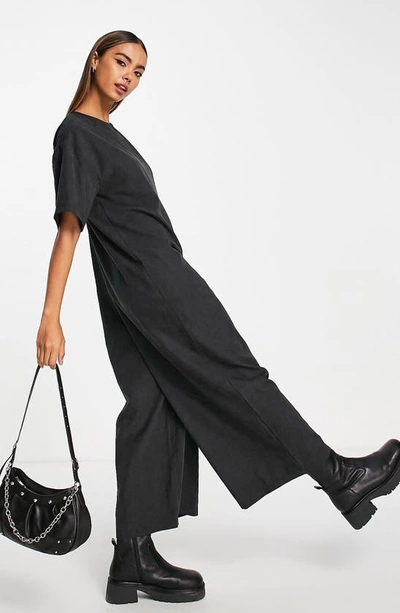 Shop Asos Design Oversize T-shirt Jumpsuit In Black