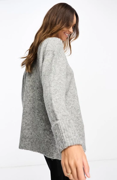 Shop Asos Design Oversize Crewneck Sweater In Light Grey