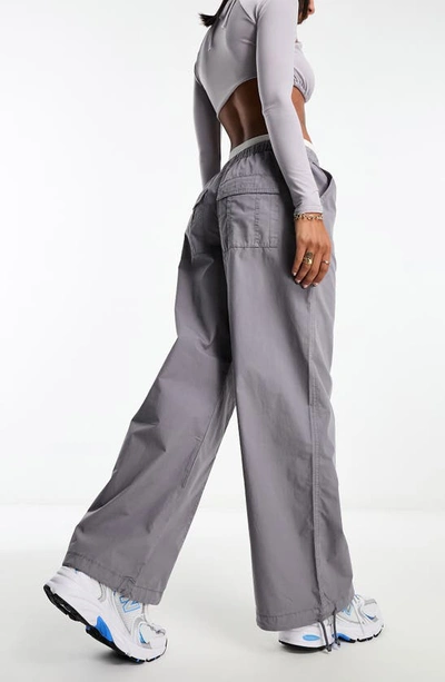 Shop Asos Design Parachute Cargo Pants In Grey