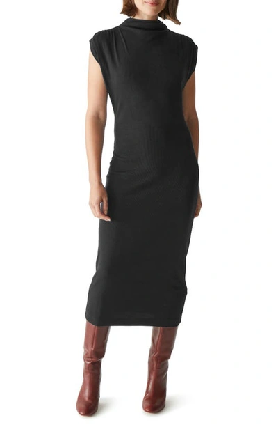 Shop Michael Stars Iolanda Mock Neck Midi Dress In Black