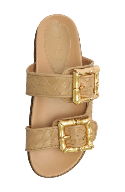 Schutz Enola Dual-buckle Easy Slide Sandals In Light Nude