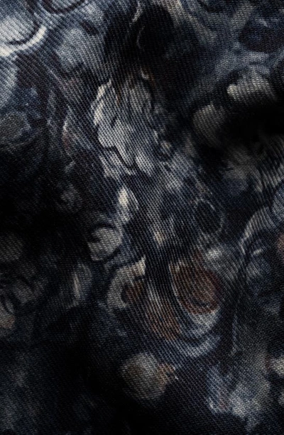 Shop Eton Contemporary Fit Floral Print Merino Wool Dress Shirt In Dark Blue