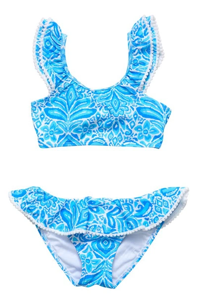 Shop Snapper Rock Kids' Santorini Blue Frill Two-piece Swimsuit