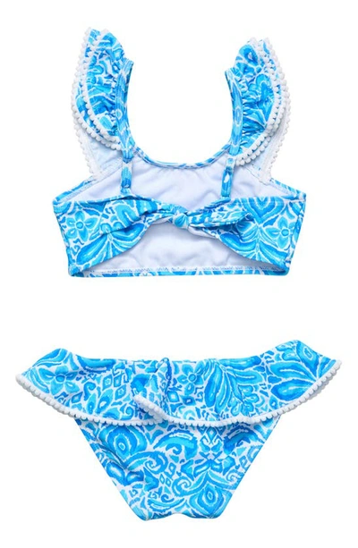 Snapper Rock Toddler, Child Girl Santorini Blue Frill Crop Bikini In Blue