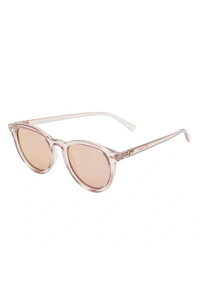 Shop Le Specs Fire Starter 49mm Mirrored Round Sunglasses In Rosewater