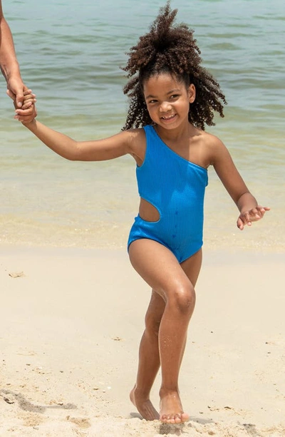 Shop Snapper Rock Kids' Marine Blue One-shoulder One-piece Swimsuit