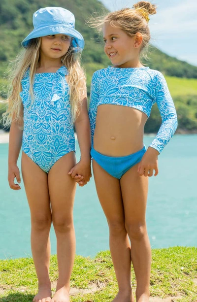 Shop Snapper Rock Kids' Santorini Blue Long Sleeve Rashguard Set