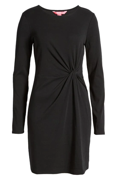 Shop Lilly Pulitzer Lynn Twist Detail Long Sleeve Jersey Dress In Onyx
