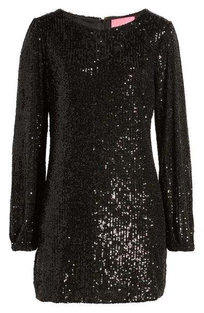 Shop Lilly Pulitzer Nicoline Sequin Long Sleeve Romper In Onyx