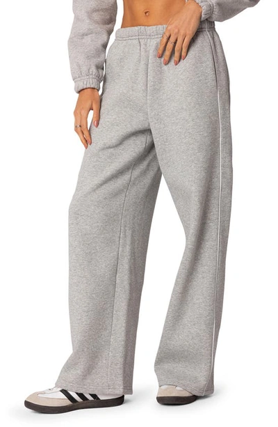 Edikted Autumn Cotton Blend Sweatpants In Gray-melange