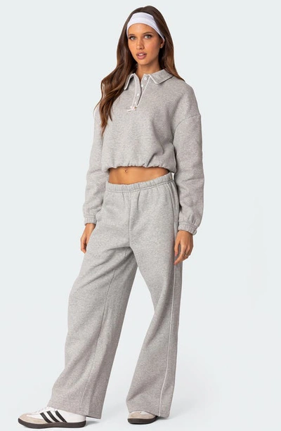 Edikted Autumn Cotton Blend Sweatpants In Gray-melange