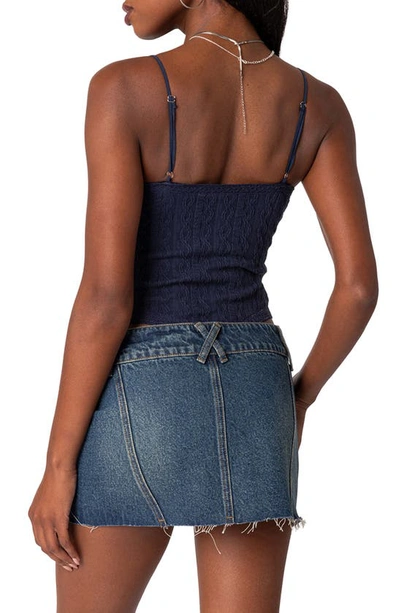 Edikted Women's Lacey Knit Cut Out Bodysuit In Navy