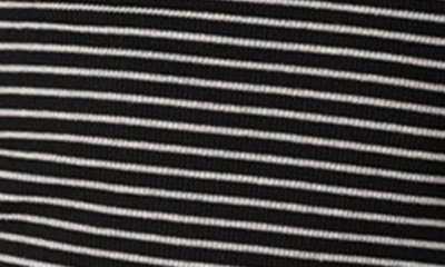 Edikted Canary Stripe Off The Shoulder Rib Crop Top In Black