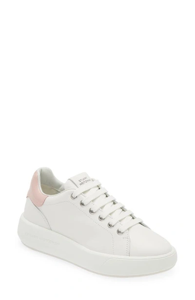 Shop Stuart Weitzman Pro Sleek Sneaker In White/ Pink Calf Leather