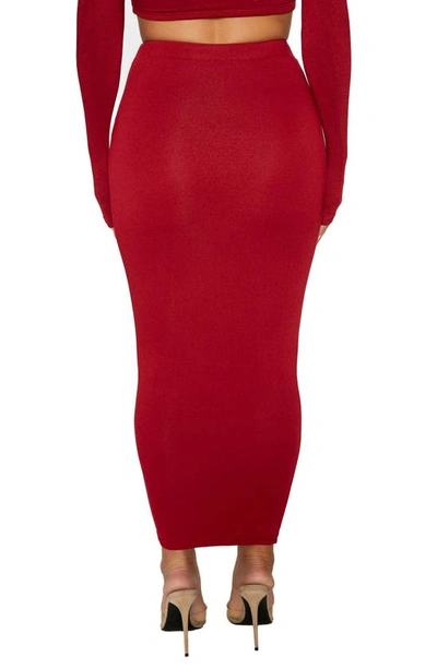 Shop Naked Wardrobe Hourglass Midi Skirt In Burgundy