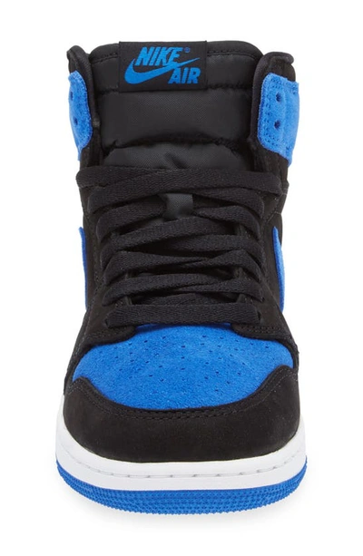 Shop Jordan Kids' Air  1 Retro High Basketball Shoe In Black/ Blue/ White/ Blue