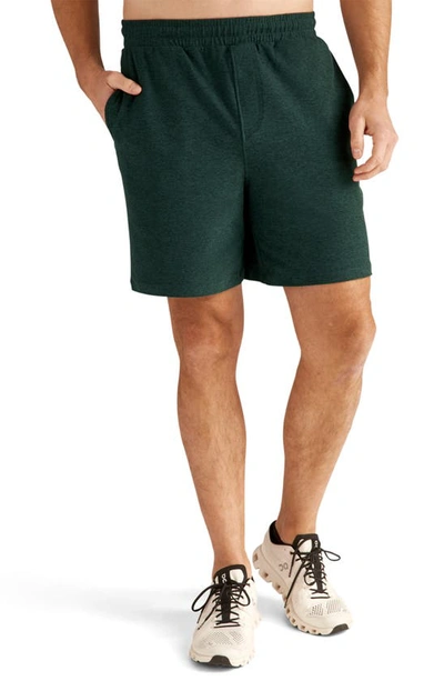 Shop Beyond Yoga Take It Easy Sweat Shorts In Midnight Green Heather