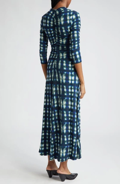 Shop Proenza Schouler Natalee Shibori Midi Dress In Sage Multi