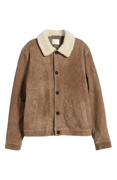 Shop Billy Reid Bishop Down Genuine Shearling & Leather Jacket In Taupe