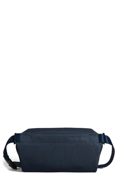 Shop Troubadour Compact Sling Recycled Polyester Messenger Bag In Navy