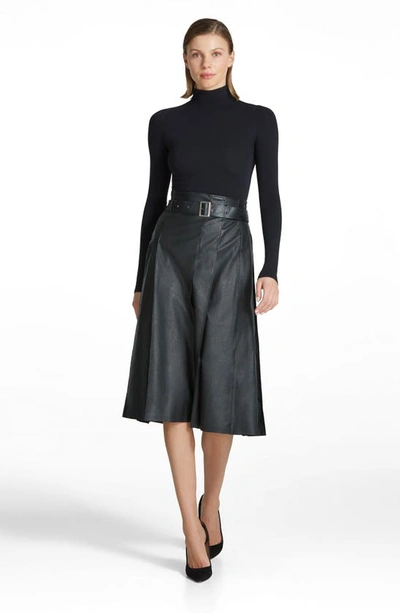 Shop Commando Pleated Faux Leather Midi Skirt In Black