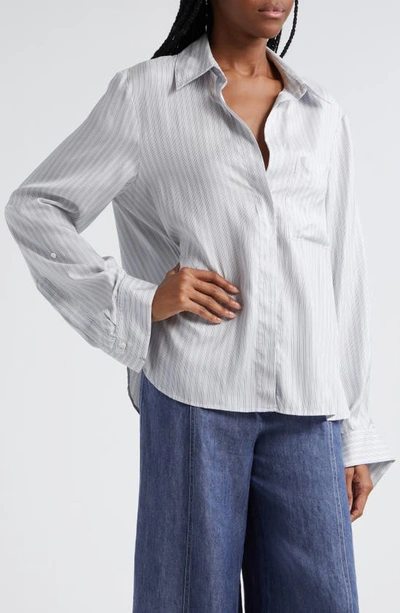 Shop Twp Stripe Boyfriend Shirt In White/ Blue