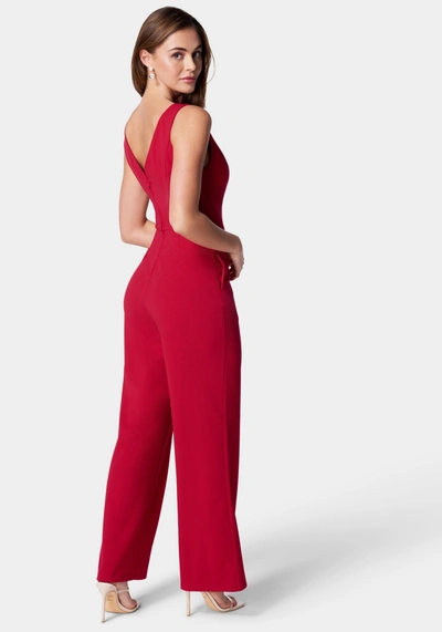 Shop Bebe V Neck Core Jumpsuit In Red